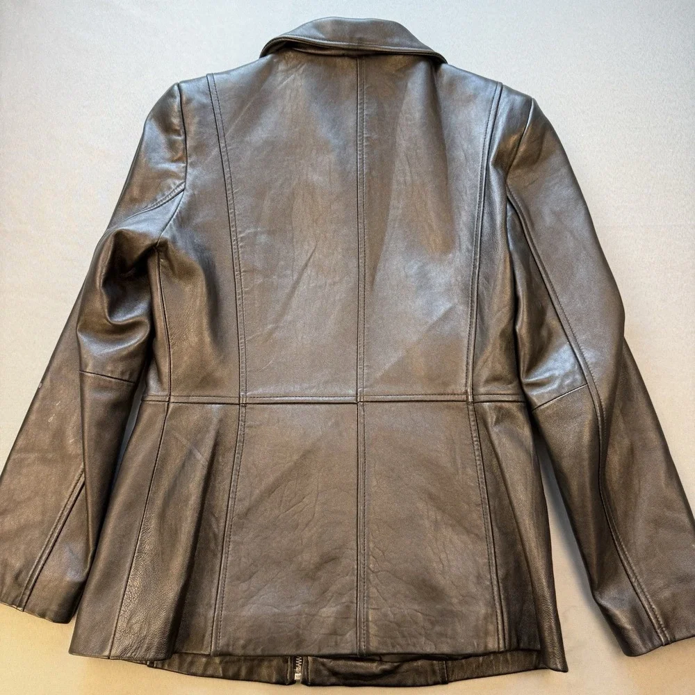 Alfani Petite Outerwear Women's Small Soft Supple Leather Coat Jacket Full Zip - Picture 4 of 11